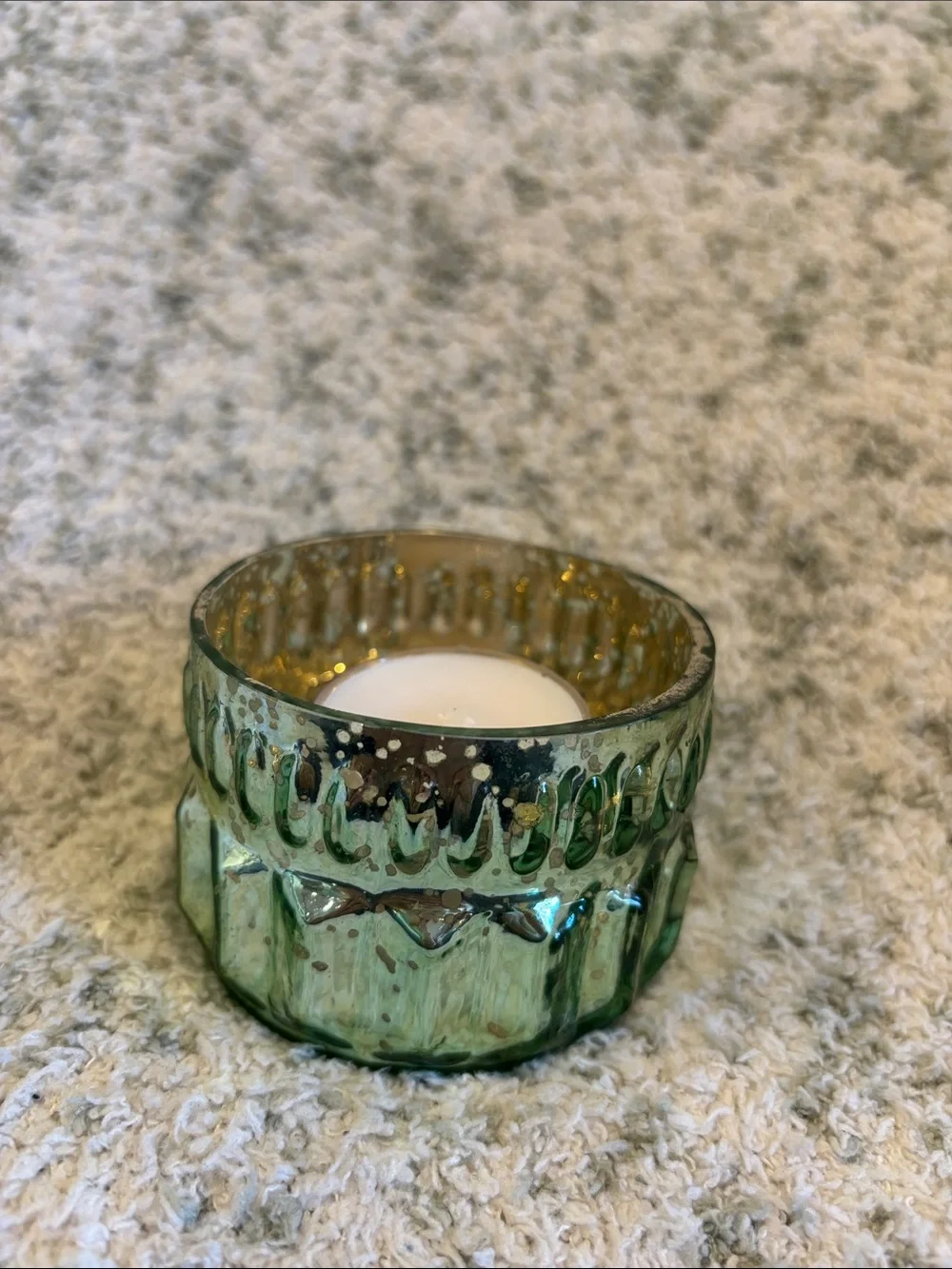 Rustic Sage Green Mercury Glass Tealight Holder by Koyal NWT Pier One